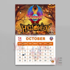 October 2026 Journey calendar page with Halloween decorations and pumpkins.