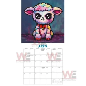 A colorful lamb character placed above a monthly grid for the fourth month!