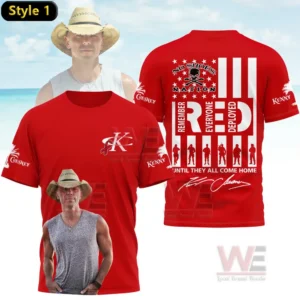 Red graphic tshirt with bold support message and detailed front portrait image!