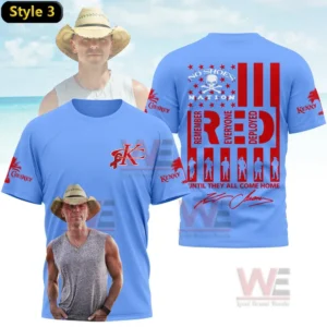 Light blue graphic tshirt with strong red messaging and clear front portrait image!
