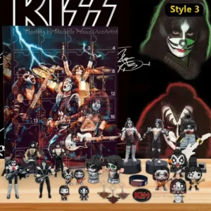 KISS advent calendar style 3 with concert artwork and collectible band mini figures.