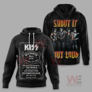 Black hoodie with detailed front print and intense back artwork featuring performers!