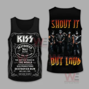 Black tank top with detailed front artwork and vibrant performance image on the back!