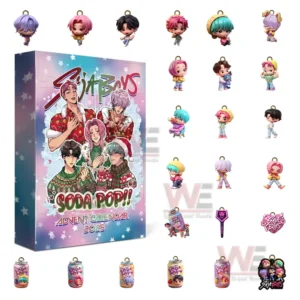 Alt text: A colorful Advent Calendar for 2025 featuring Saja Boys with figurines and themed items.