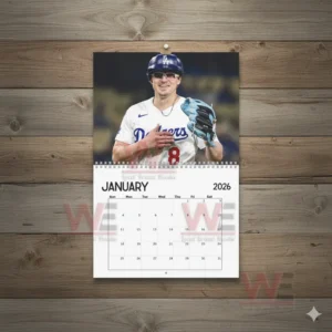 LA Dodgers Kike Hernandez 2026 Wall Calendar 6 Alt text: A January 2026 calendar page featuring Kike Hernandez in a Dodgers uniform.