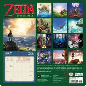 Grid of illustrated fantasy scenes beside a May calendar page on a dark green background!