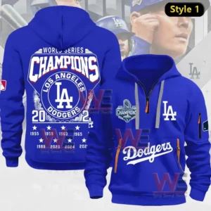 Blue Los Angeles Dodgers 2025 World Series Champions hoodie with team logo and championship details!