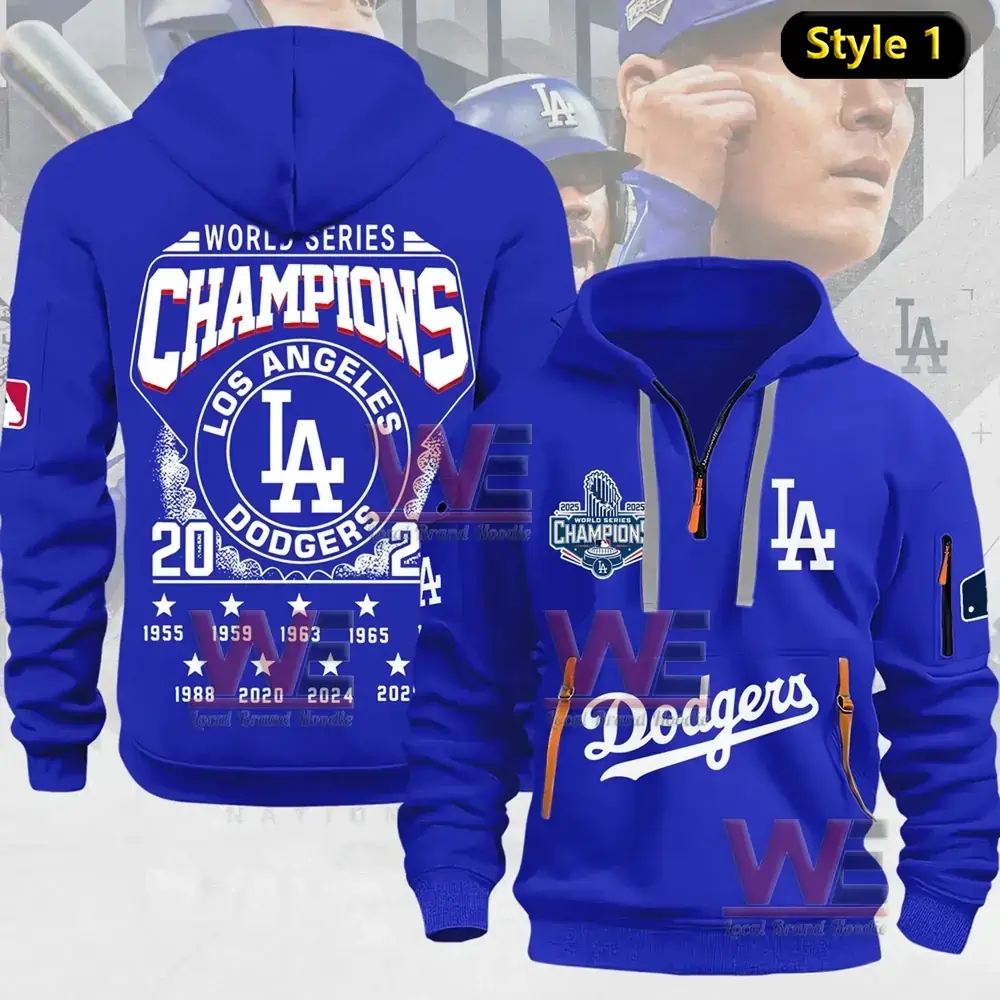 Los Angeles Dodgers 2025 World Series Champions Half Zip Hoodie
