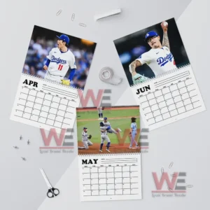 Los Angeles Dodgers World Series Champions 2026 Calendar 9 Three calendar pages featuring baseball players cheering and celebrating on the field above monthly grids!