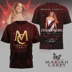 Red tshirt with gold front emblem and holiday themed back portrait!