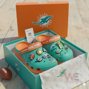 Miami Dolphins Crocs Crocband Clogs With Charms 10 miami dolphins nfl crocs clogs with charms img 4 I4LbA
