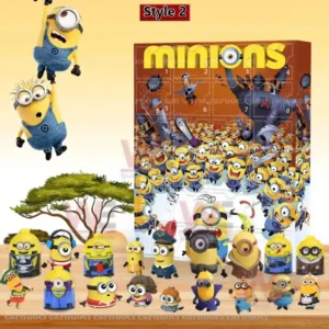 Advent calendar style two with Minions and robots surrounded by collectible figures.