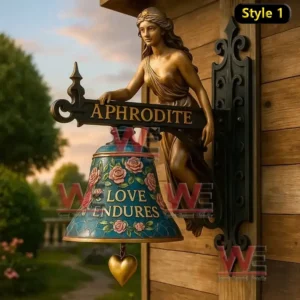 Mythic Guardians Bell 9 A decorative Aphrodite bell with floral patterns and a golden heart hanging from it!