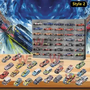 NASCAR advent calendar style 2 with miniature race cars and a racing track background!