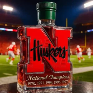 nebraska cornhuskers 5 time national champions whiskey bottle crafttobuy img 8 ahPVu
