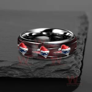 New England Patriots x Christmas Silver Tungsten Rings 9 new england patriots x christmas silver tungsten rings img 4 EUepk