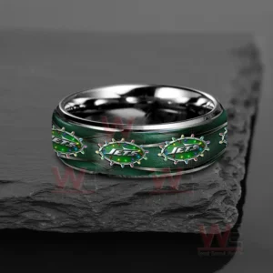New York Jets x Christmas Silver Tungsten Rings 9 new york jets x christmas silver tungsten rings img 4 tFimE