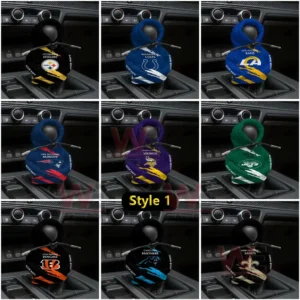 NFL Football Car Gear Shift Hoodie 17 NFL gear shift hoodie covers featuring teams like Steelers, Colts, Rams, Patriots, Vikings, and more.