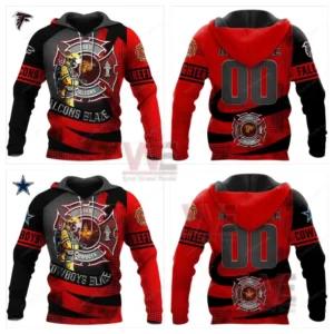 NFL Football Team Firefighter Hoodie 19 Firefighter themed red and black hoodies with football team graphics shown from two angles!