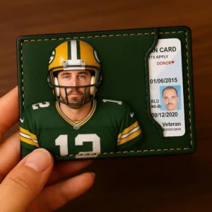 NFL Football Team ID Card Holder 11 Green and yellow football player ID holder with 3D uniform design.