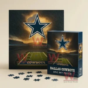 NFL Team Home Stadium Puzzle (1000 Pieces) 8 Puzzle of a football field with a giant star symbol glowing over the arena at dusk!