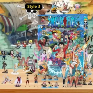 One Piece 2025 Advent Calendar 10 An image of a One Piece Style 3 advent calendar showcasing sea adventure artwork and collectible figures including ships and characters!