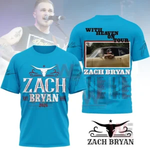 Blue tour shirt with artist name on front and tour photo with schedule on back.