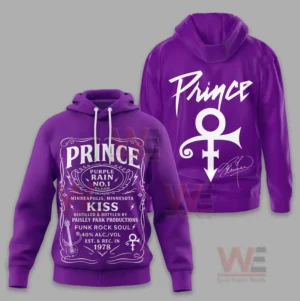 Purple pullover hoodie with intricate front design and large symbol artwork on the back!
