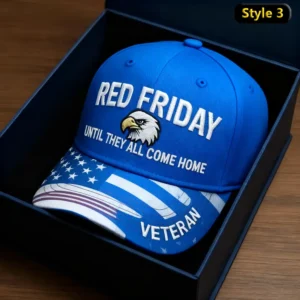 Red Friday Until They All Come Home Cap hat 5 Blue Red Friday cap with eagle logo and American flag motif.
