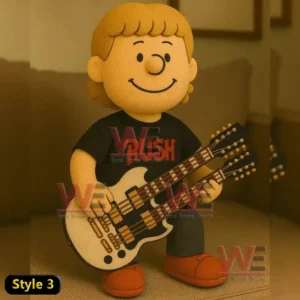 Plush figure with black Rush shirt and double neck guitar!