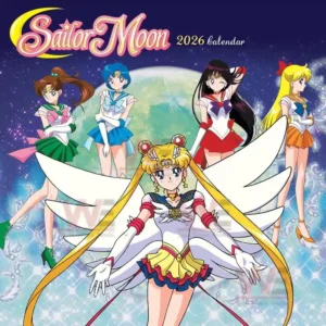 Animated characters in front of a glowing planet on a cosmic themed calendar cover.