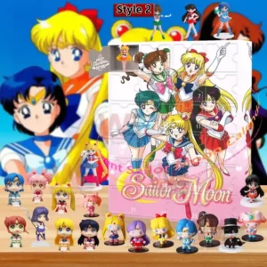Sailor Moon advent calendar with Sailor Guardians artwork and collectible character figures displayed below!