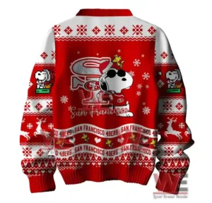 Front view of a San Francisco 49ers sweater with Snoopy and the 49ers logo.