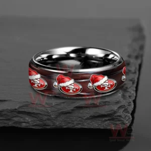 san francisco 49ers x christmas silver tungsten rings img 4 Blohj