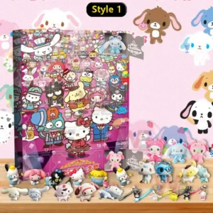 Sanrio 2025 advent calendar with colorful design and small collectible figures.