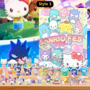 Sanrio Fes 2024 themed advent calendar with mini collectible characters in front.