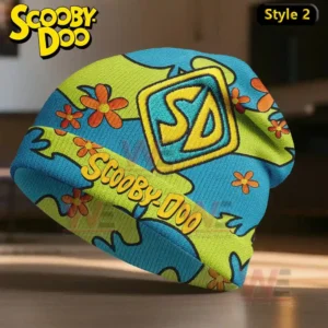Scooby Doo The Mystery Machine Beanie Hat Cap 5 Colorful floral beanie with a bold SD emblem and playful animated patterns!