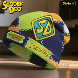 Scooby Doo The Mystery Machine Beanie Hat Cap 7 Multicolor stitched beanie with a prominent SD badge and themed graphic details!```