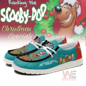 Hey Dude shoes featuring Scooby-Doo wrapped in Christmas lights with 