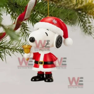 SNOOPY CHRISTMAS TREE TOPPER WITH ORNAMENT 12 Snoopy ornament dressed as Santa holding a golden bell!
