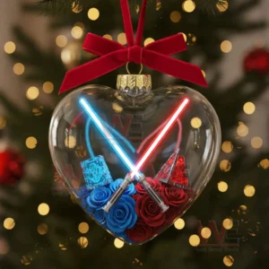 Star Wars Stormtrooper Darth Vader Heart Ornament 13 Heart ornament with glowing crossed swords and colorful roses inside!