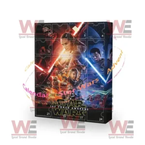 Star Wars the Force Awakens Advent Calendar 5 A Star Wars The Force Awakens themed Advent calendar box showing detailed movie artwork with lightsaber effects.