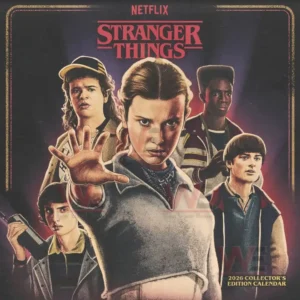 Group of young characters posing on a dark themed collectors calendar cover.