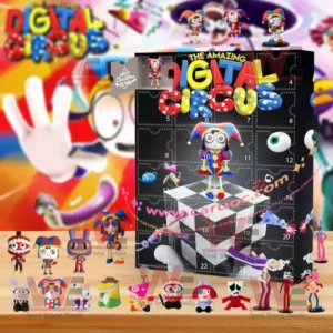 A The Amazing Digital Circus themed Advent calendar showing the main box design and colorful mini figures below.