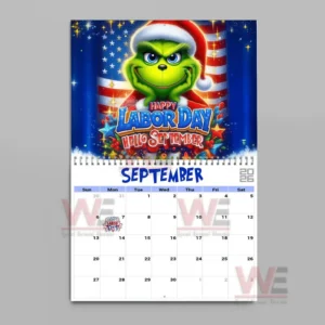 The Grinch 2026 Feminist Wall Calendar 16 January 2026 calendar page with New Year theme and festive green character!
