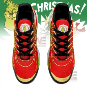 The Grinch Christmas Air Max Plus TN Shoes 8 Alt text: Grinch-themed Air Max Plus TN sneakers inside a box with festive red and green colors, showcasing a Grinch character.