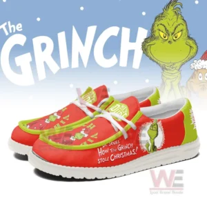 Hey Dude shoes with Grinch design and 