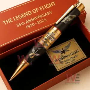 The Legend of Flight 55th Anniversary Pen 3 The Legend of Flight 55th Anniversary pen in red box with gold plaque and wing emblem.