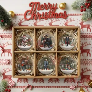 Toby Keith Christmas Ornament 9 A boxed set of six Toby Keith themed ornaments organized in individual sections surrounded by holiday decor!