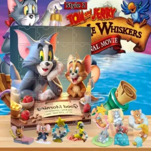 Tom and Jerry Advent Calendar 2025 7 Advent calendar style two with Tom and Jerry smiling and collectible figures in front.